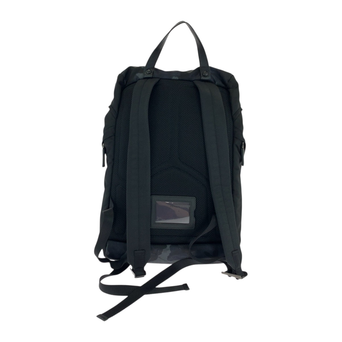 PRADA Backpack V135 Nylon Blue Black SilverMetal Tessuto Camouflage Pattern Triangle With logo