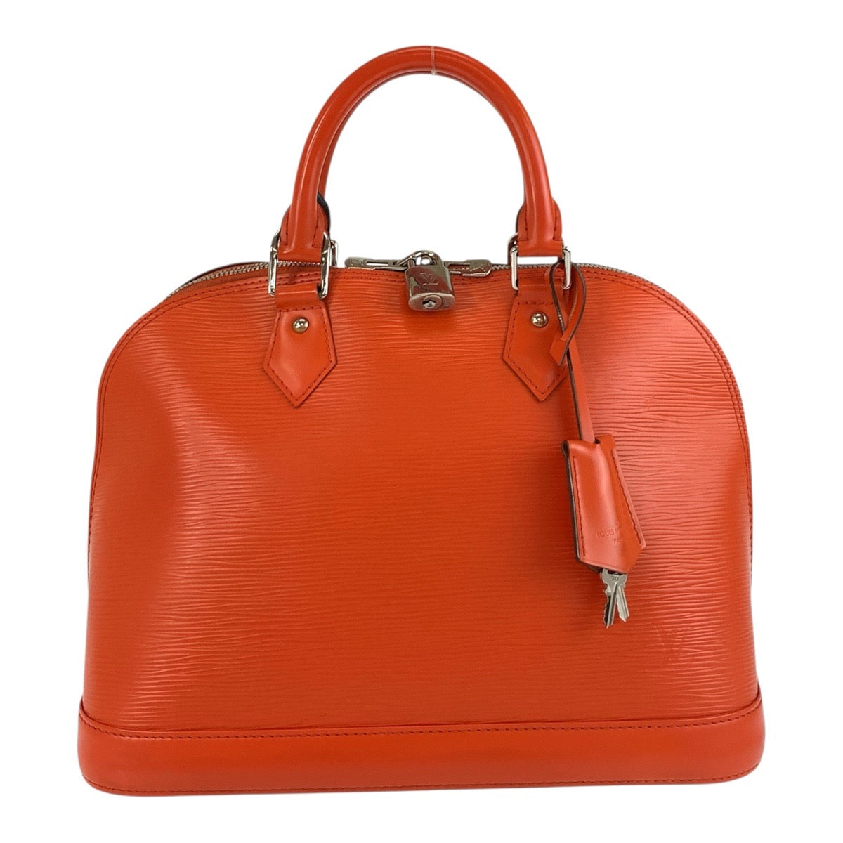 LOUIS VUITTON Handbag leather Pimon Orange Silver Metal Epi Alma PM