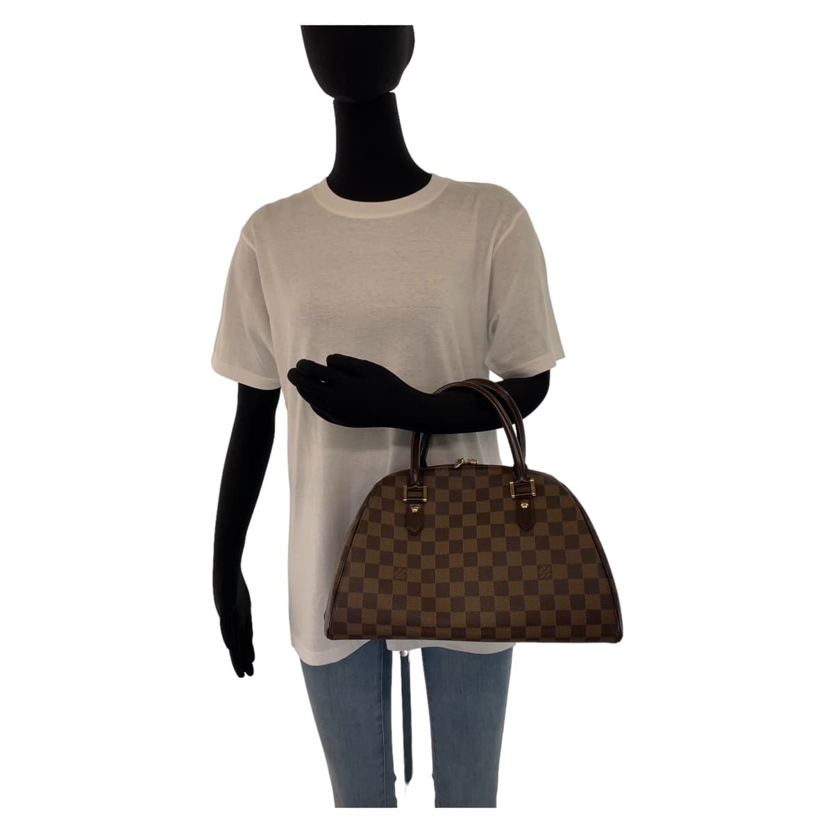 LOUIS VUITTON Handbag PVC Ebene Gold Metal Damier Rivera MM