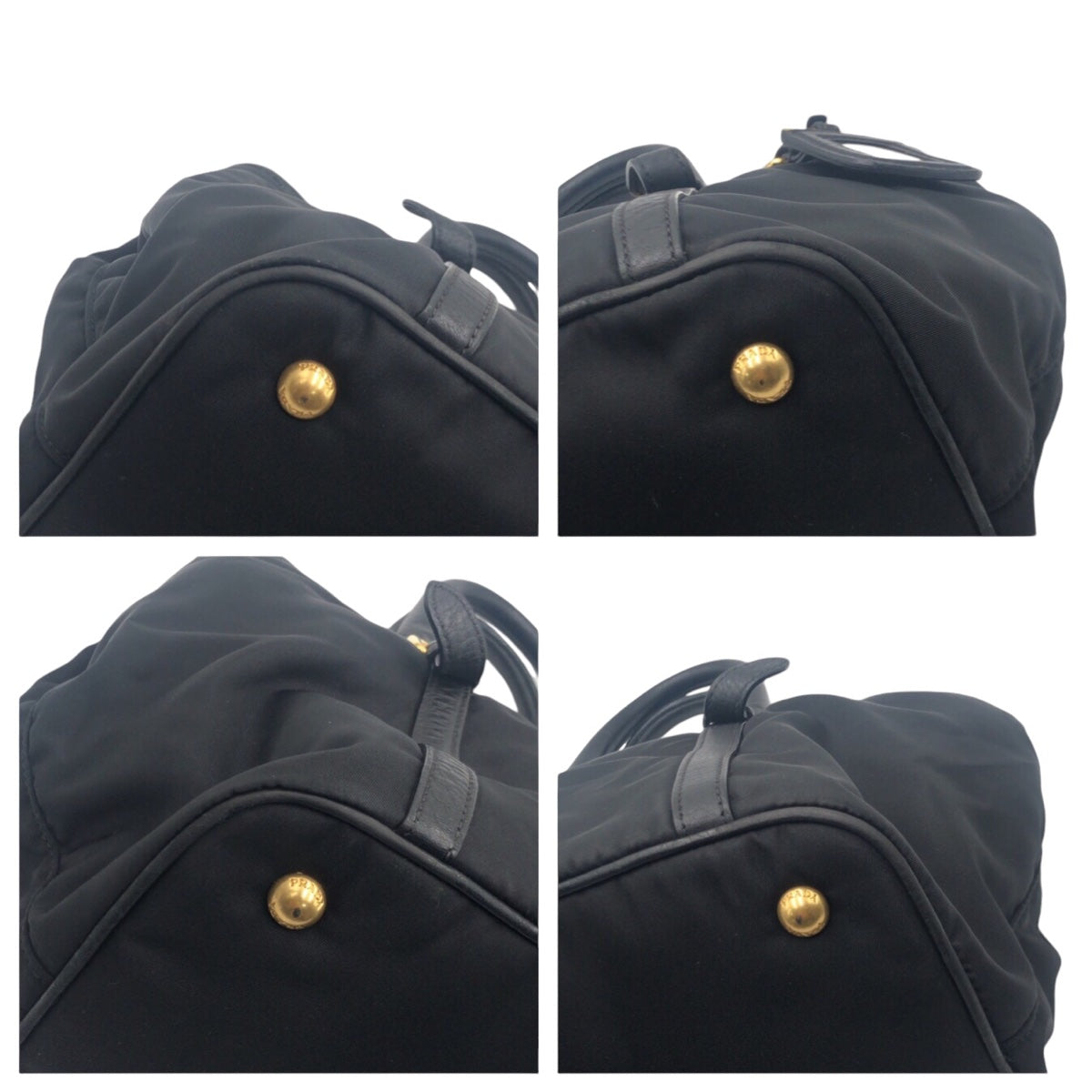 PRADA Shoulder Bag Nylon Black GoldMetal Test