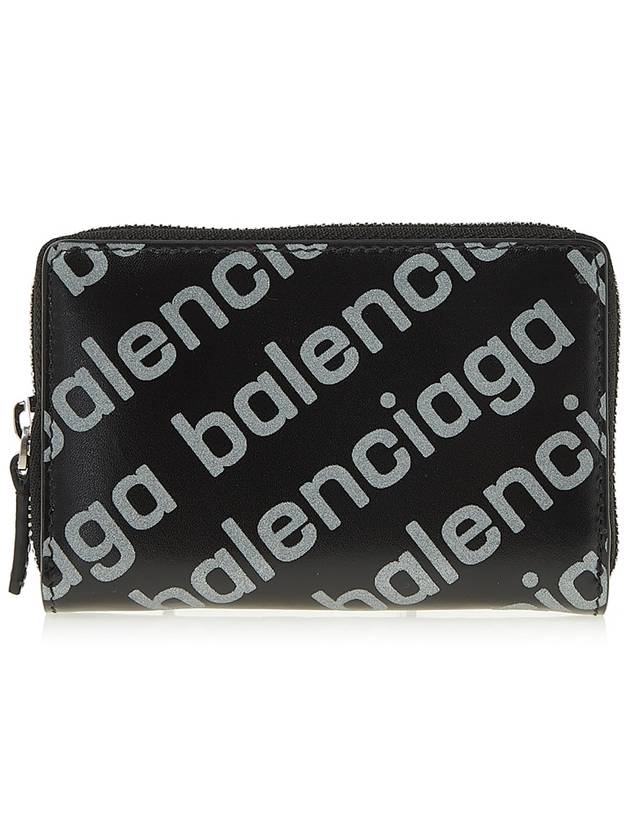 Luxury Balenciaga Trending 2025 All Over Logo Zip Around Half Wallet Black