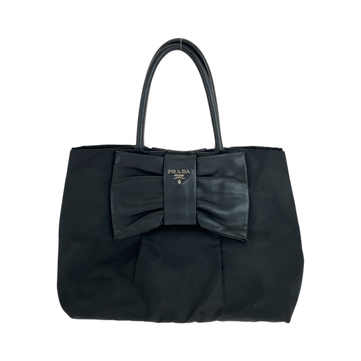 PRADA Tote Bag BN1601 Nylon Black SilverMetal Test Ribbon TriangleWith logo
