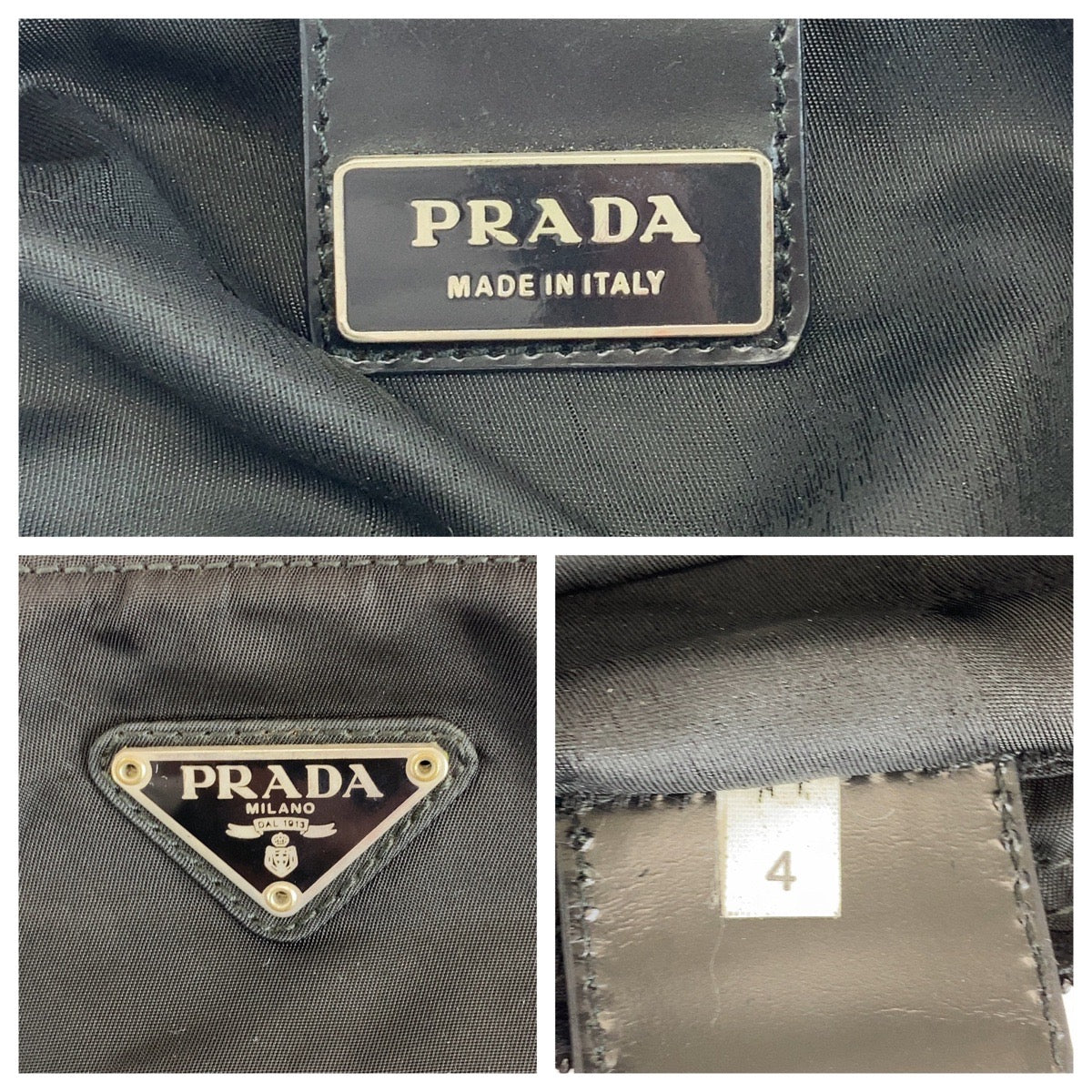 PRADA Shoulder Bag Nylon Black SilverMetal Test Triangle With logo