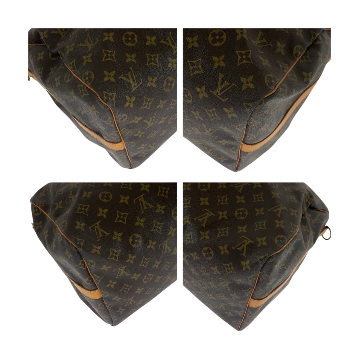 LOUIS VUITTON Boston Duffel bag PVC Brown Gold Metal Monogram Keepall bandouliere 55