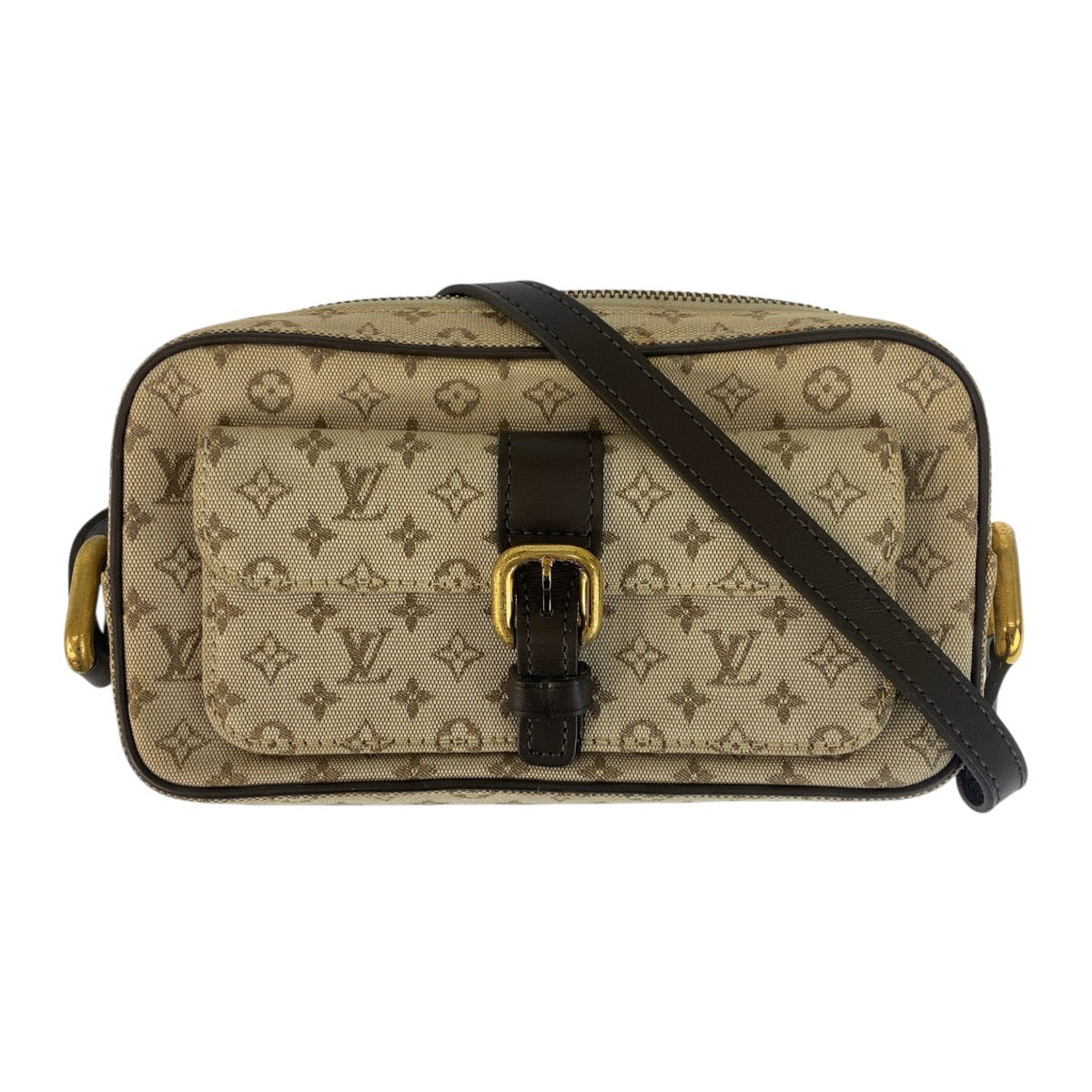 LOUIS VUITTON Shoulder Bag canvas Beige Brown Gold Metal Monogram mini Juliet