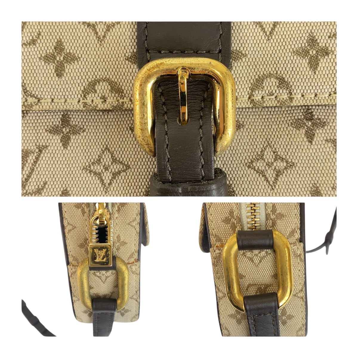 Elegant Women's Shoulder Bag | LOUIS VUITTON Shoulder Bag canvas Beige Brown Gold Metal Monogram mini Juliet