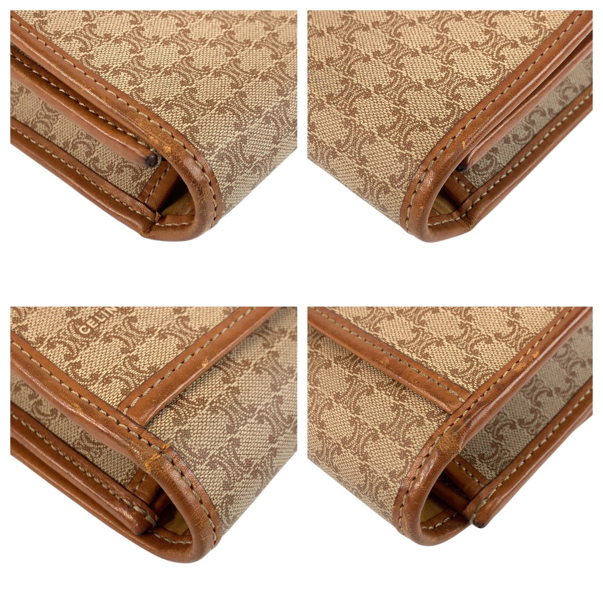 CELINE Clutch bag M08 PVC Brown Gold Metal Macadam