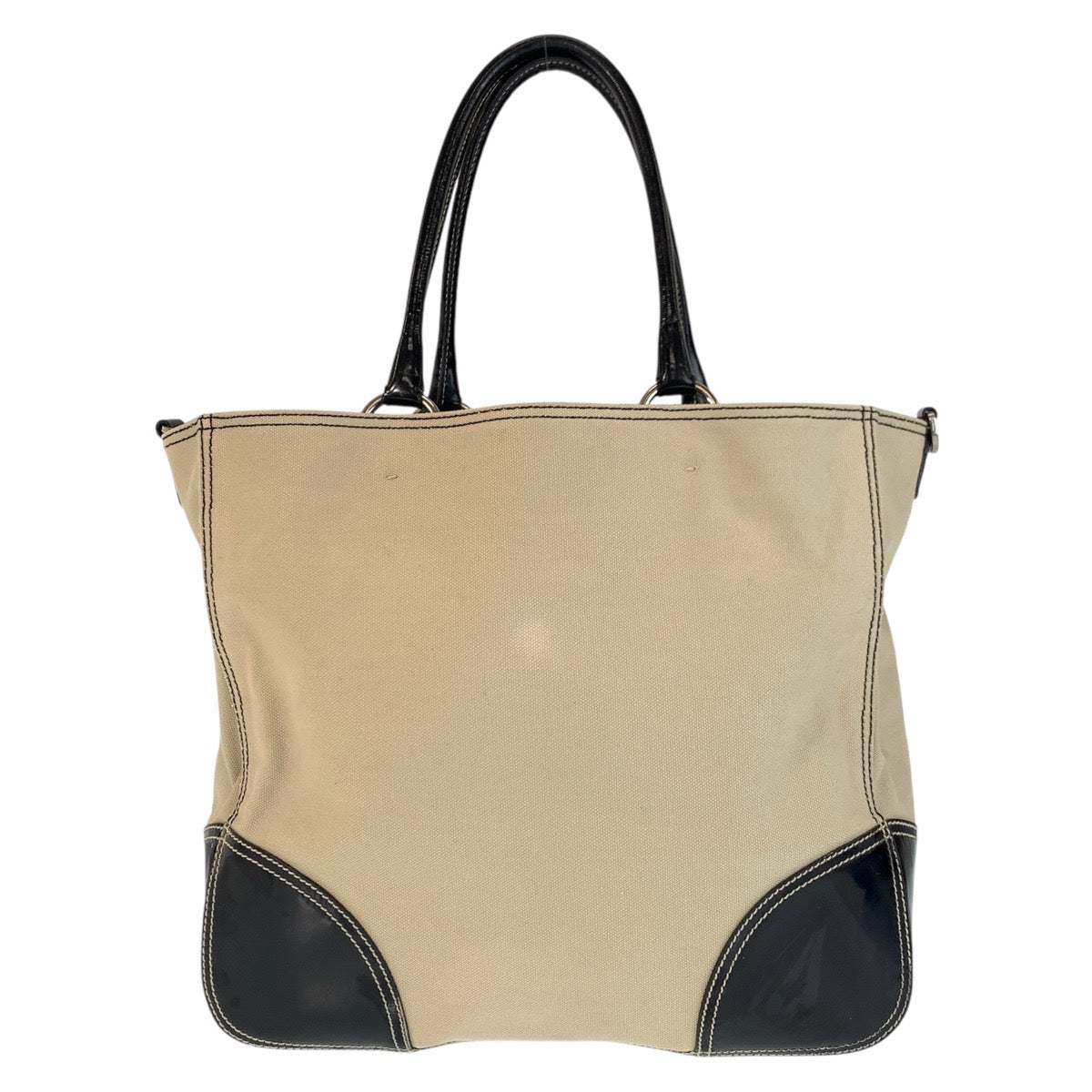 Prada Triangle Logo Plate Canvas Enamel 2way Bag