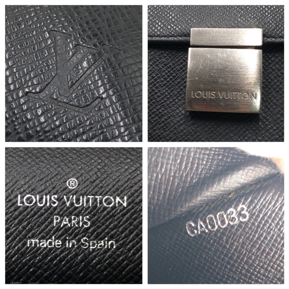 LOUIS VUITTON Clutch bag leather Black black Taiga ardwards Selenga
