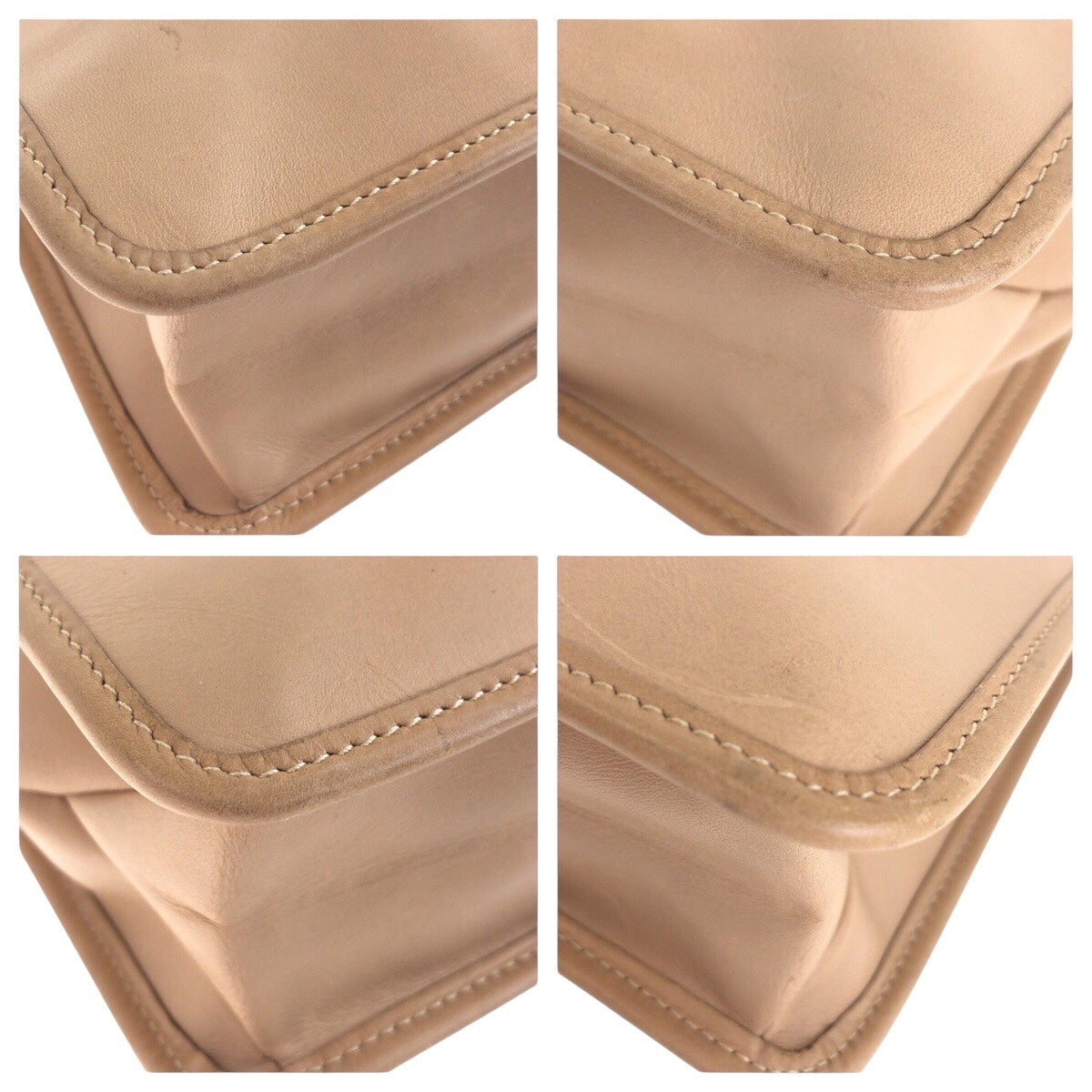 GUCCI Shoulder Bag 91762 leather Beige Gold Metal