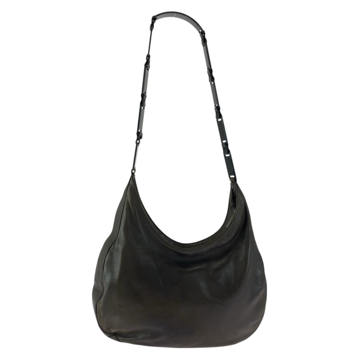 PRADA Shoulder Bag B8693 leather Brown Silver Metal