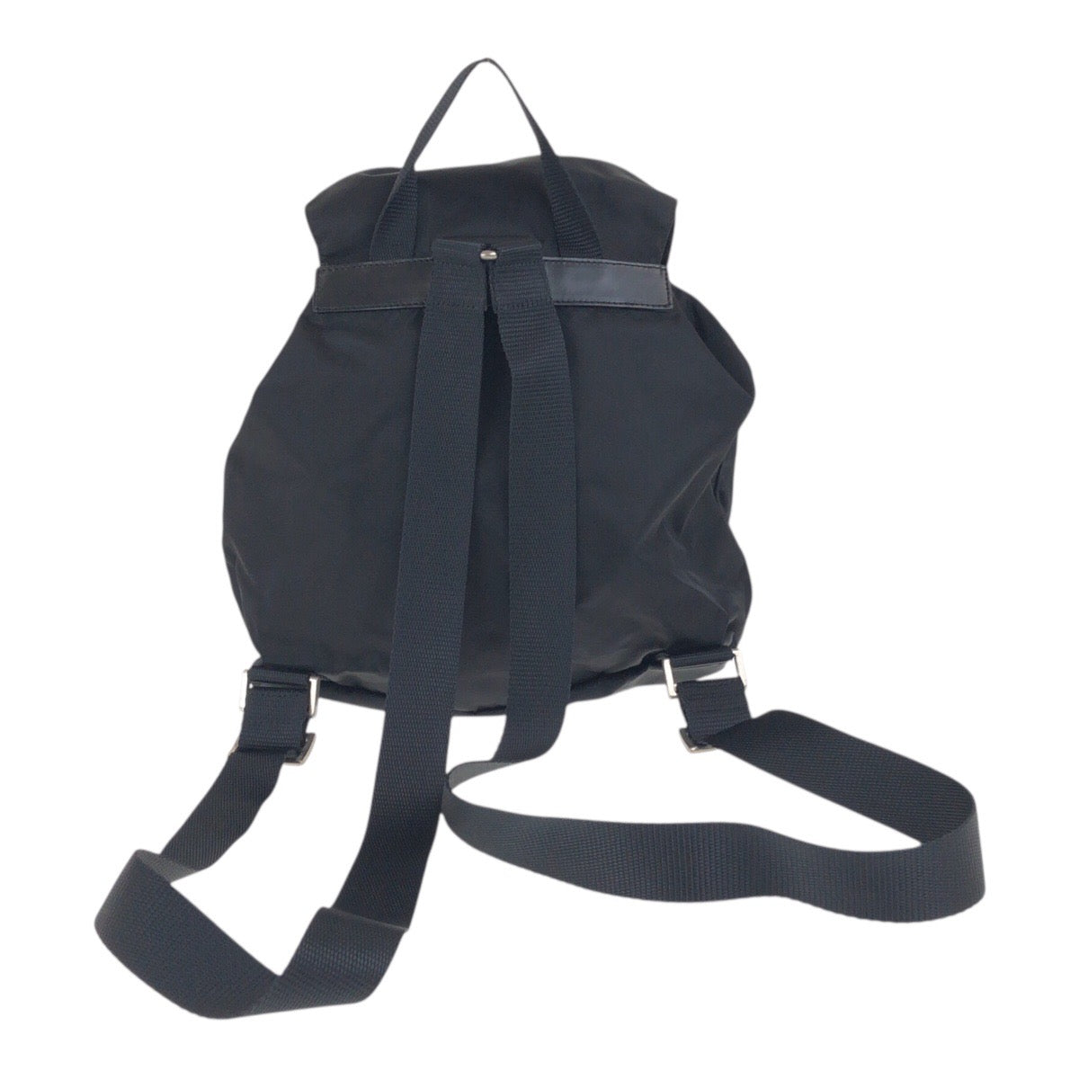 PRADA Backpack Nylon Black SilverMetal Test Triangle With logo