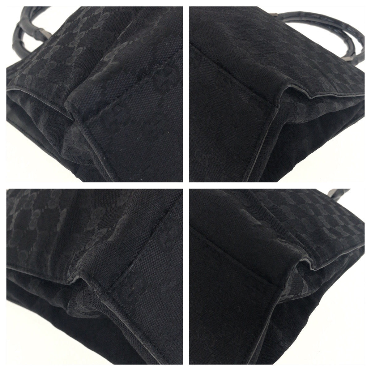GUCCI Tote Bag 002 »1010 GG canvas Black Silver Bamboo