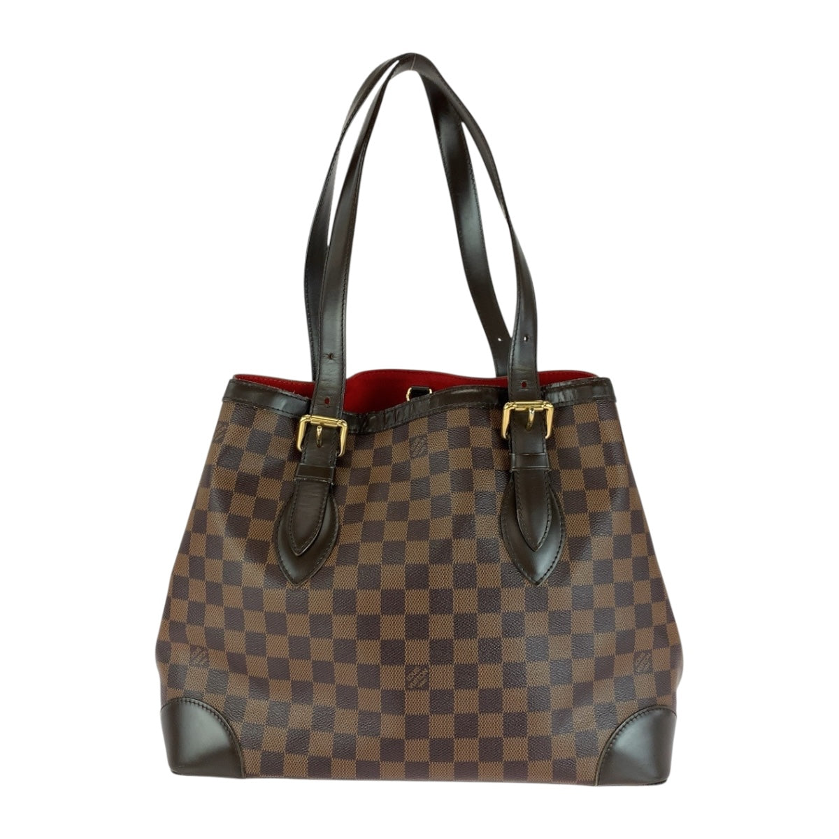 LOUIS VUITTON Tote Bag PVC Brown Gold Metal Damier HamsteadMM