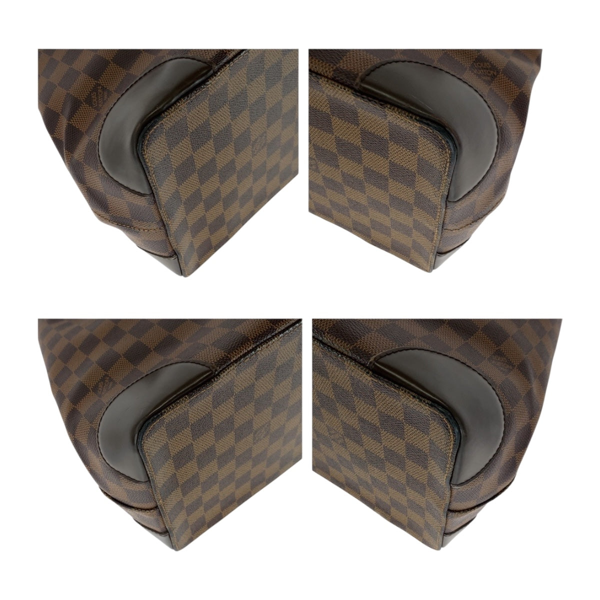 LOUIS VUITTON Tote Bag PVC Brown Gold Metal Damier HamsteadMM