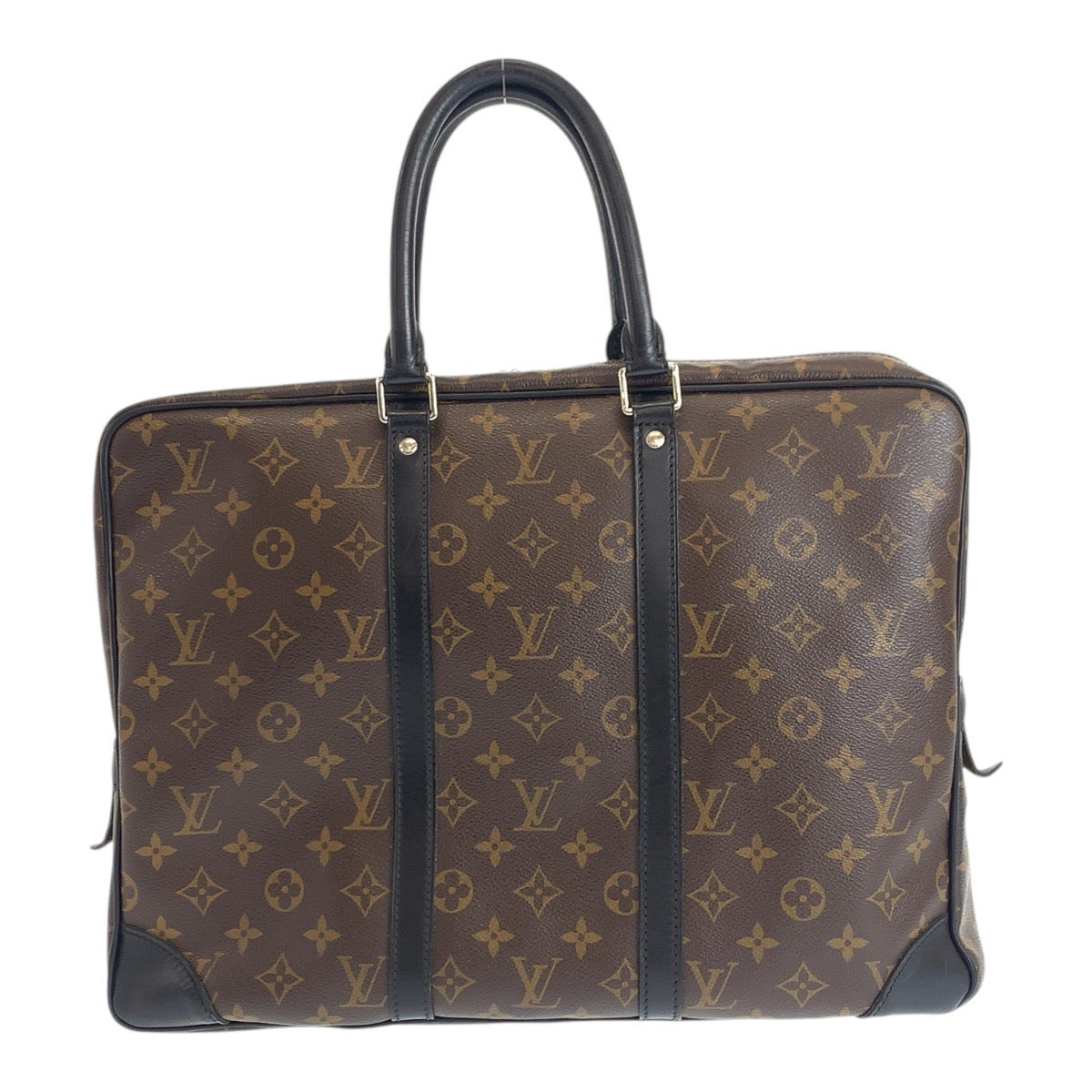 LOUIS VUITTON Business bag PVC Brown Black SilverMetal Monogram Macasa Port Documan Voyajaj