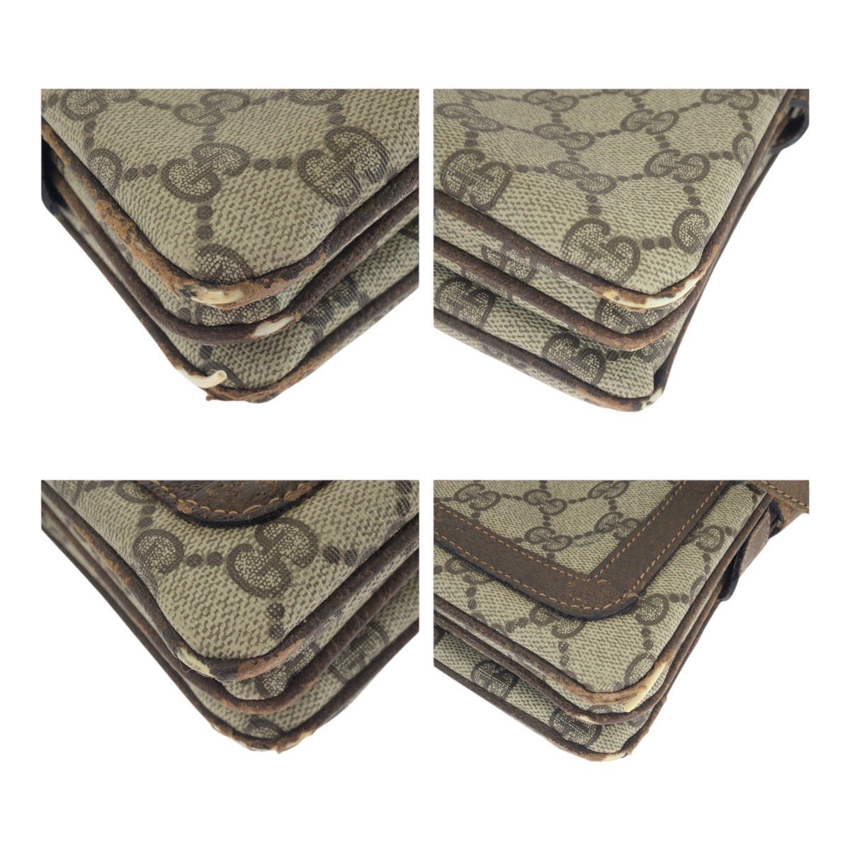 GUCCI Shoulder Bag 010 »378 GG Supreme Canvas Beige Brown Gold Metal Old Gucci Shelly Line