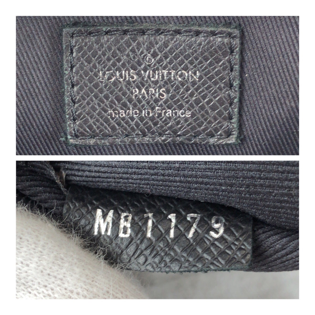 LOUIS VUITTON Business bag leather Black SilverMetal Taiga Anton
