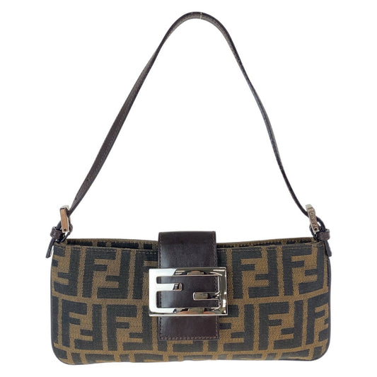 FENDI Shoulder Bag 2241 26766 009 canvas Brown Silver Metal Zucca Mamma Bucket