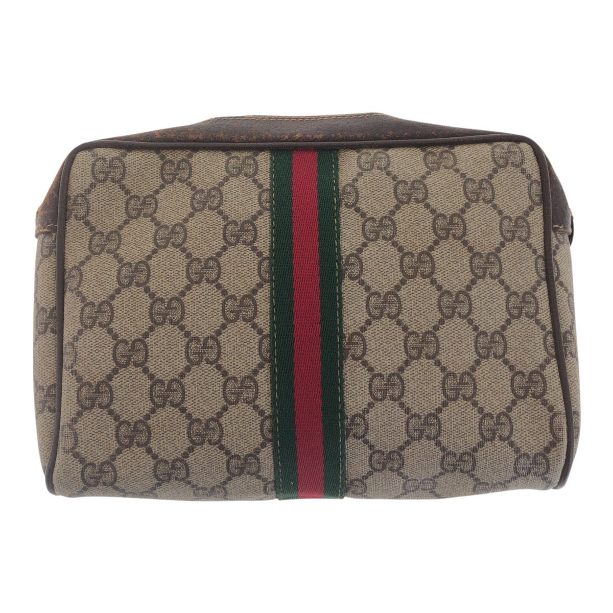 GUCCI Clutch bag ? GG Supreme Canvas Beige Brown Gold Metal Sherry Line Old Gucci