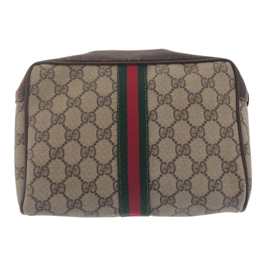 GUCCI Clutch bag ? GG Supreme Canvas Beige Brown Gold Metal Sherry Line Old Gucci