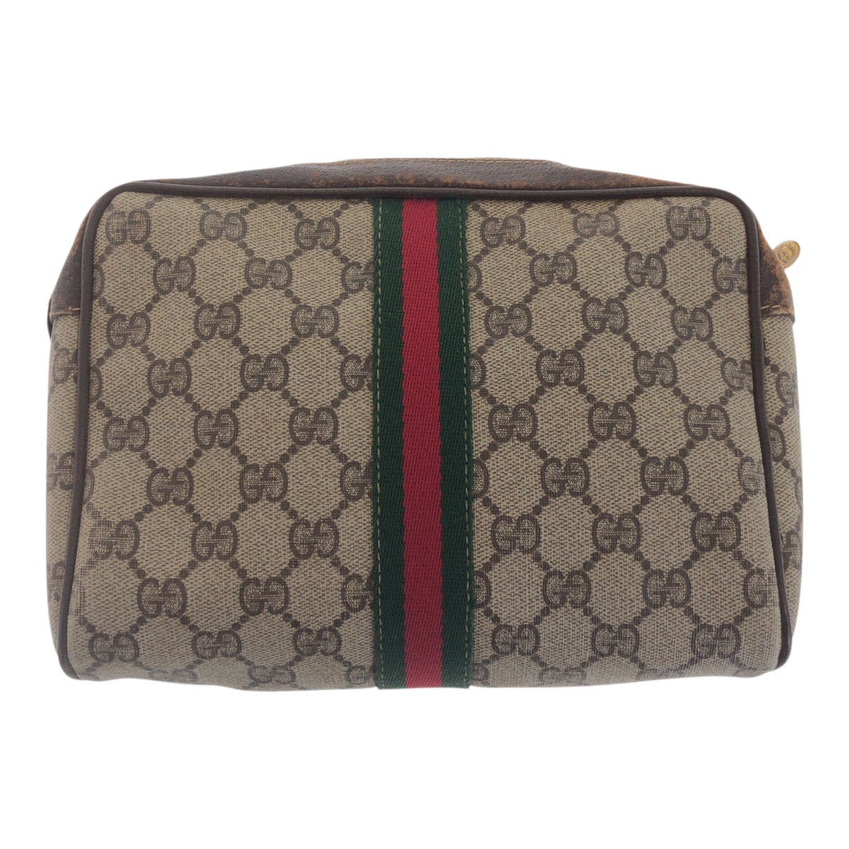 GUCCI Clutch bag ? GG Supreme Canvas Beige Brown Gold Metal Sherry Line Old Gucci
