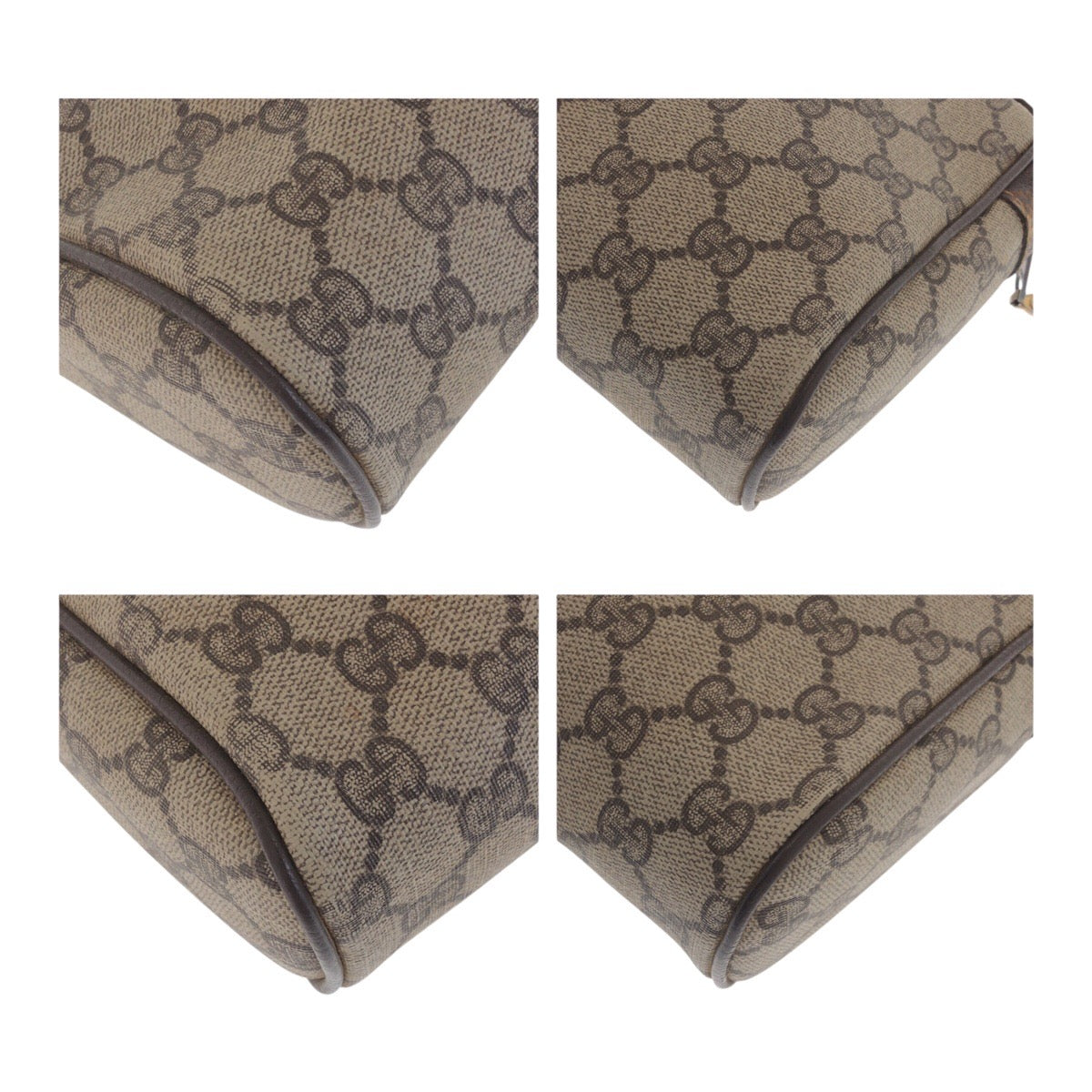 GUCCI Clutch bag ? GG Supreme Canvas Beige Brown Gold Metal Sherry Line Old Gucci