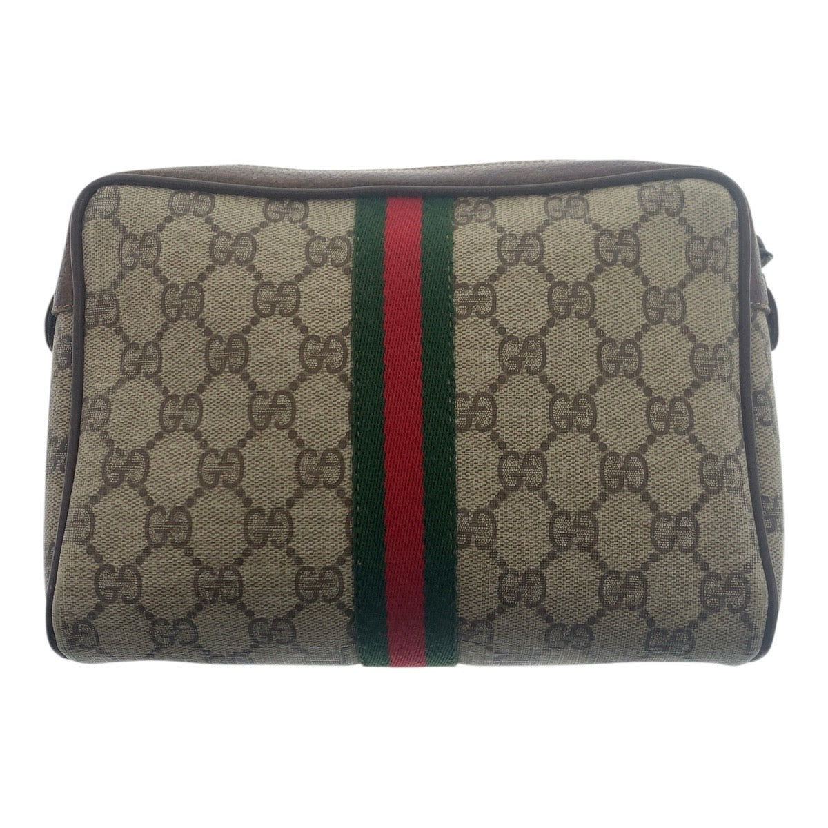 GUCCI Clutch bag 56 01 012 GG Supreme Canvas Beige Brown Gold Metal Sherry Line Old Gucci