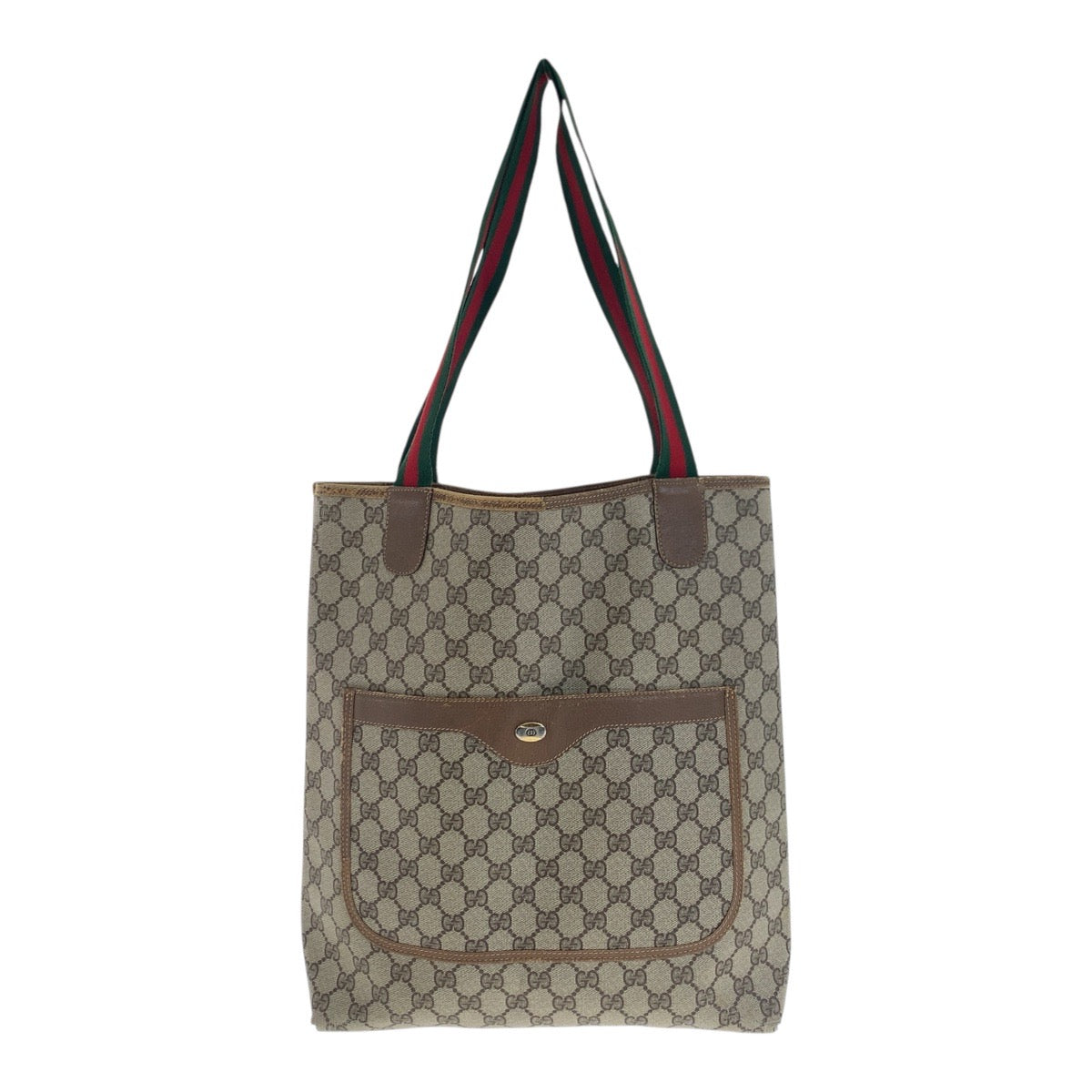 GUCCI Tote Bag 39.02.003 GG plus Beige Gold Metal Old Gucci Shelly Line