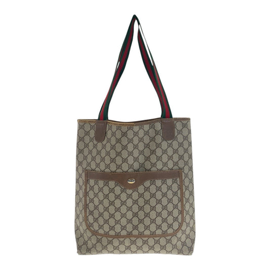 GUCCI Tote Bag 39.02.003 GG plus Beige Gold Metal Old Gucci Shelly Line