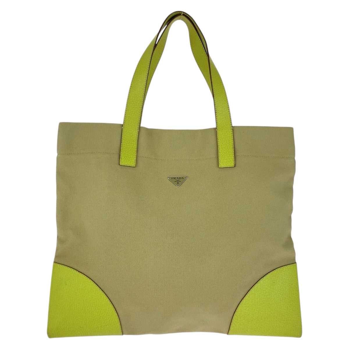 Prada Triangle Logo Canvas Leather 2way Bag