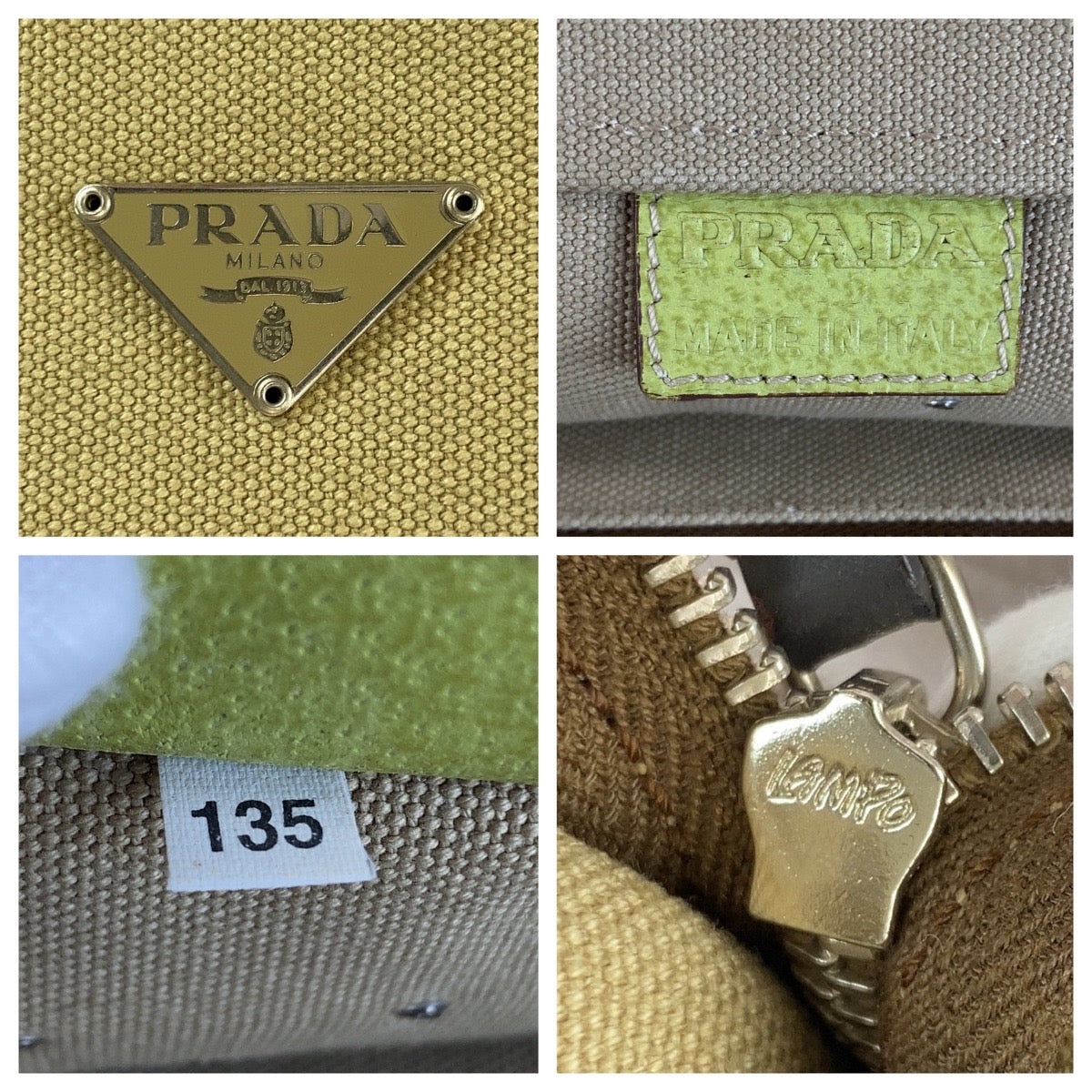 Prada Triangle Logo Canvas Leather 2way Bag