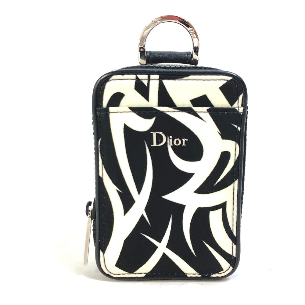 DIOR HOMME Pouch Nylon white Cigarette case with key ring Tribal mens