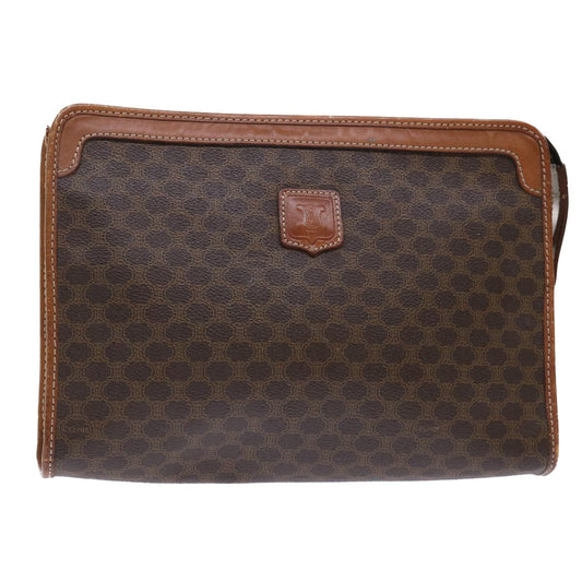 Luxury CELINE Macadam Canvas Clutch Bag PVC Leather Brown 50615