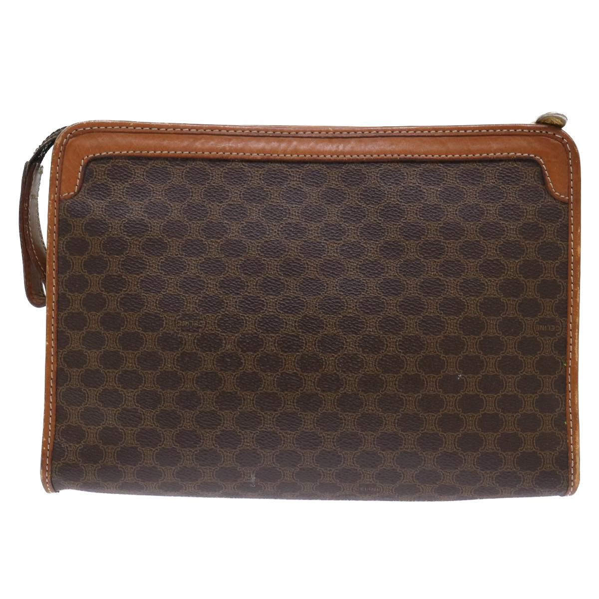 Luxury CELINE Macadam Canvas Clutch Bag PVC Leather Brown 50615