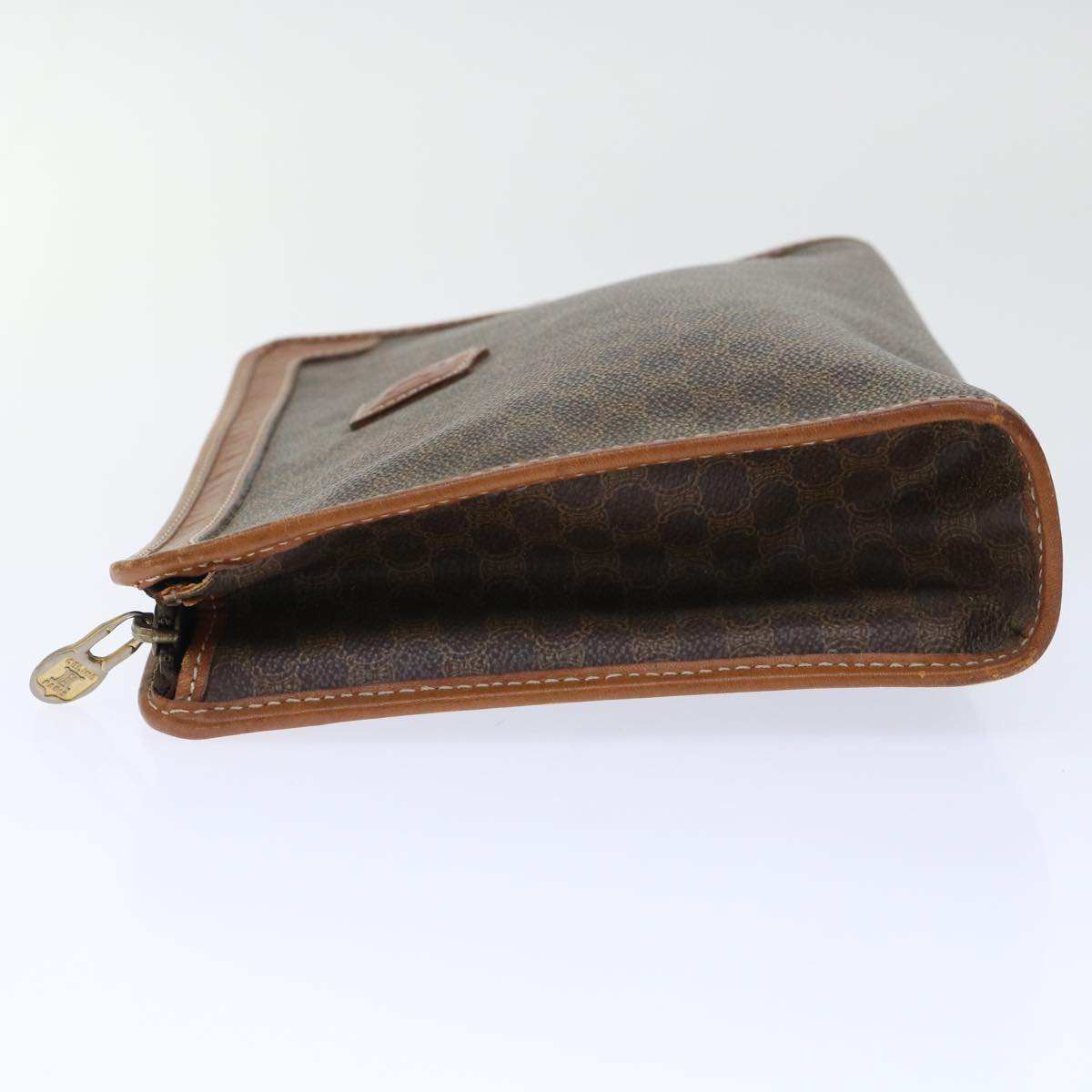 Luxury CELINE Macadam Canvas Clutch Bag PVC Leather Brown 50615