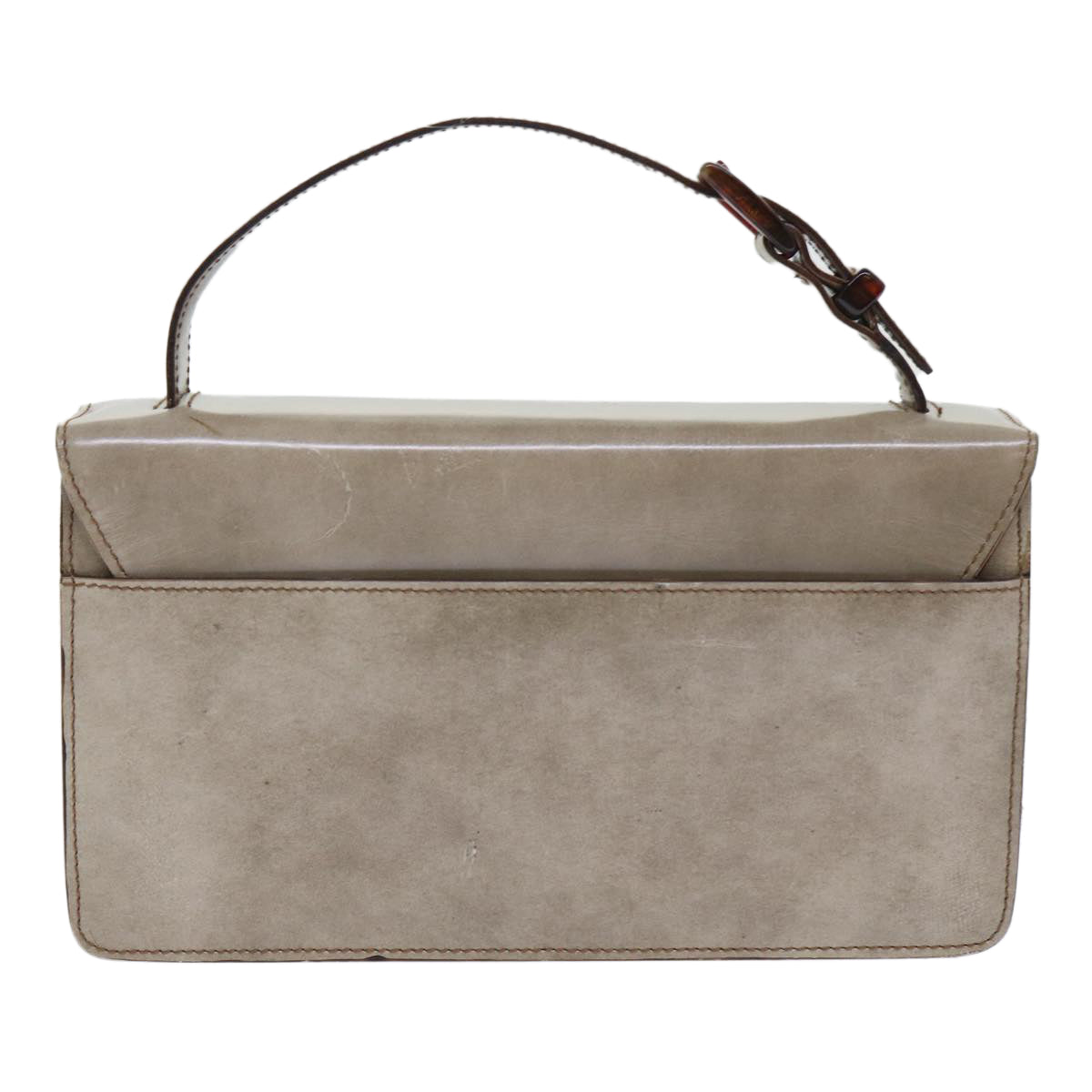 PRADA Hand Bag Patent leather Beige Auth