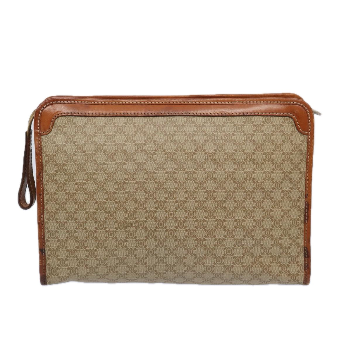 Luxury CELINE Macadam Canvas Clutch Bag Beige 51311