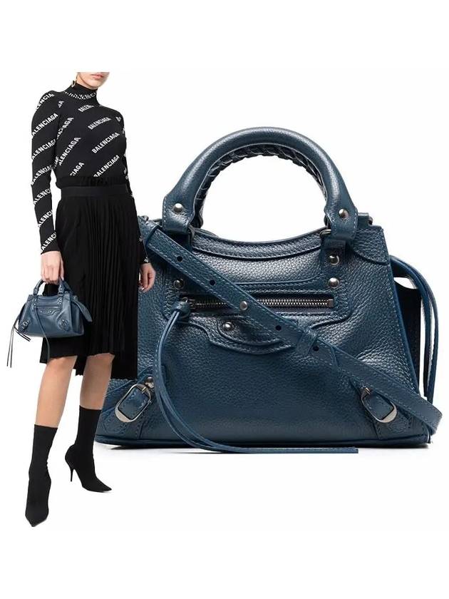 Luxury Balenciaga Trending 2026 Neo Classic City Mini Leather Tote Bag Petrol Blue