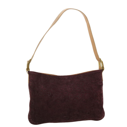 Luxury CELINE C Macadam Canvas Shoulder Bag Wine Red 51976
