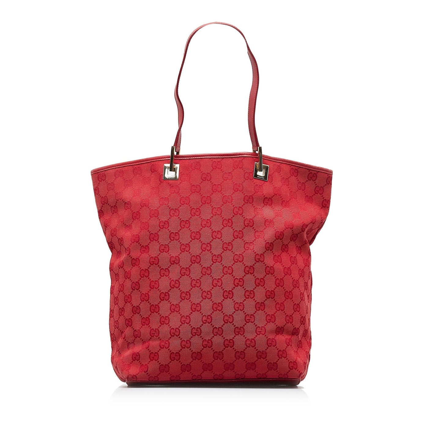 Gucci Red Leather Canvas Tote Style 2