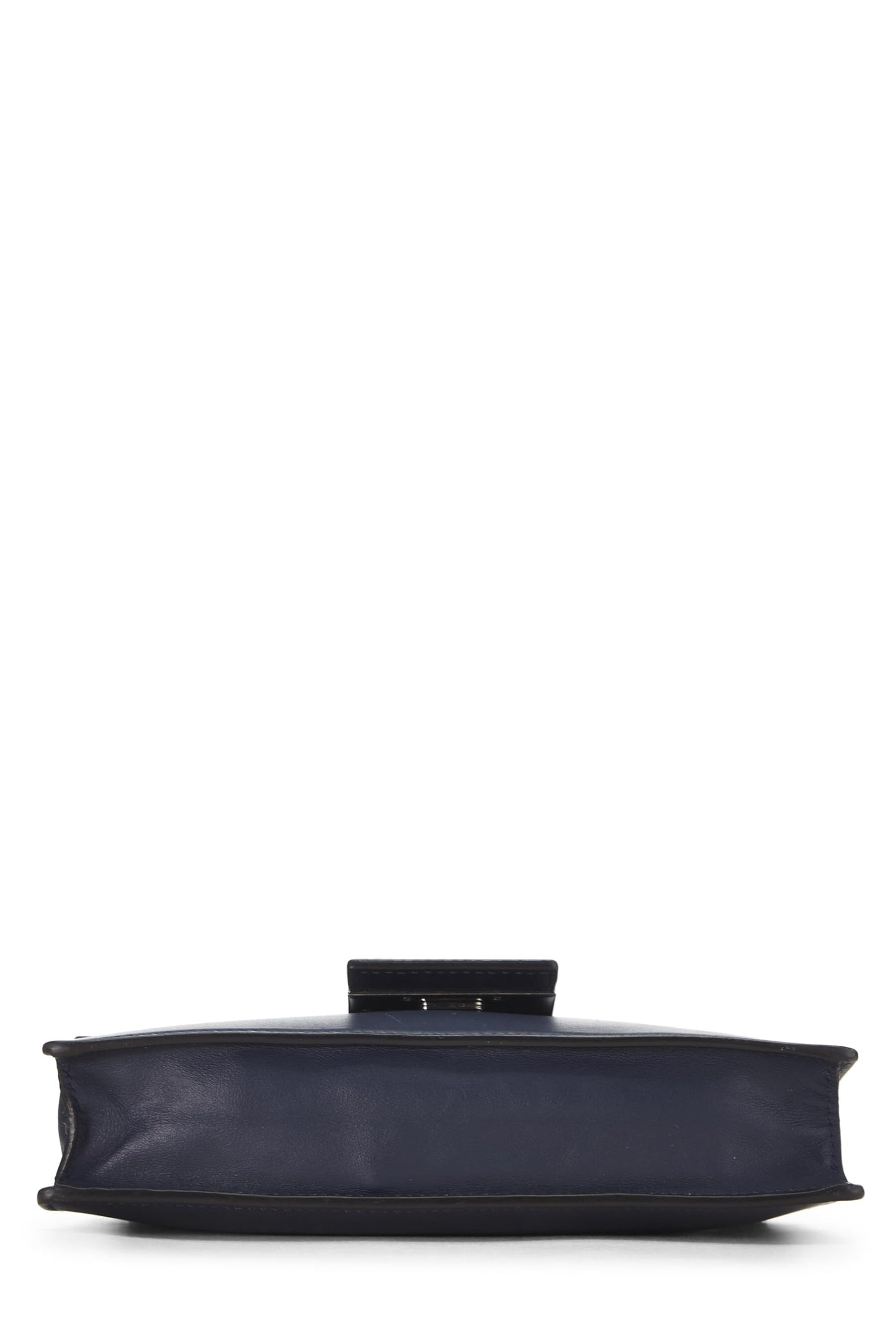 Fendi, Navy Leather Flat Baguette Bag Medium, Navy