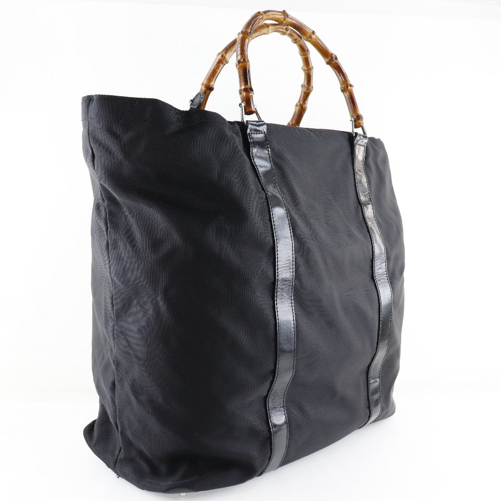 GUCCI Tote Bag 002-2058-0412-5 Nylon canvas, leather black Bamboo bag unisex(Unisex)