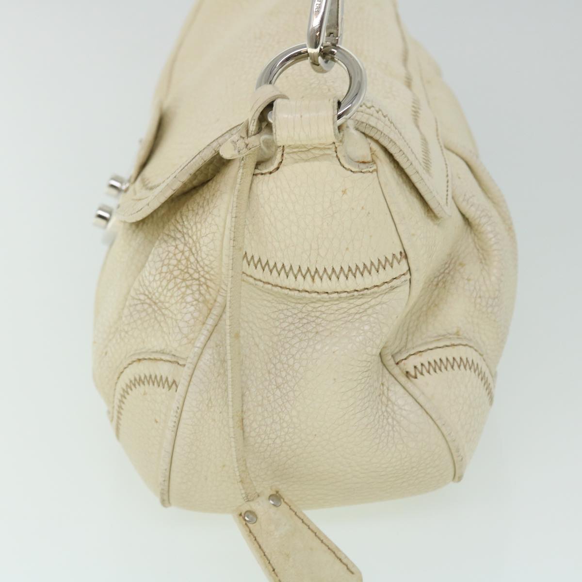 PRADA Hand Bag Leather White Auth