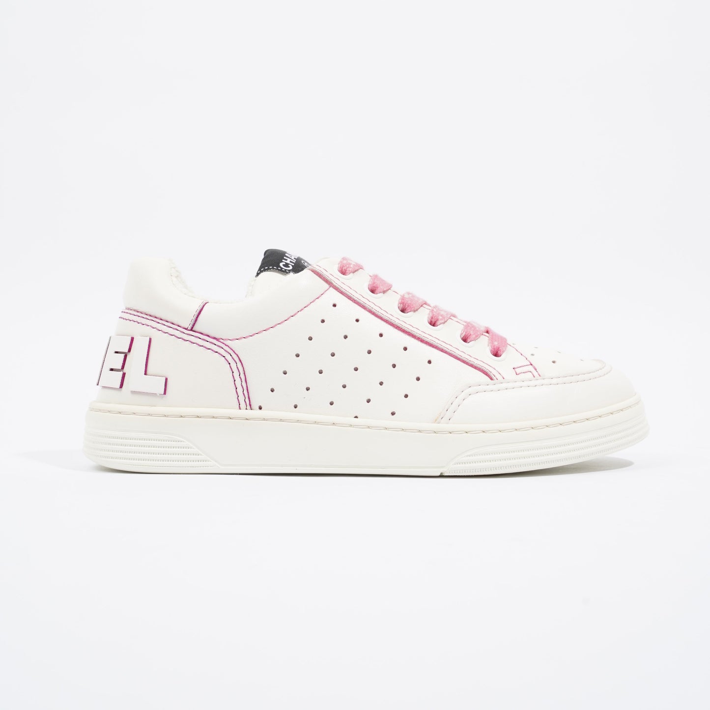 Chanel Chanel Logo White Pink Calfskin Leather EU 37 UK 4
