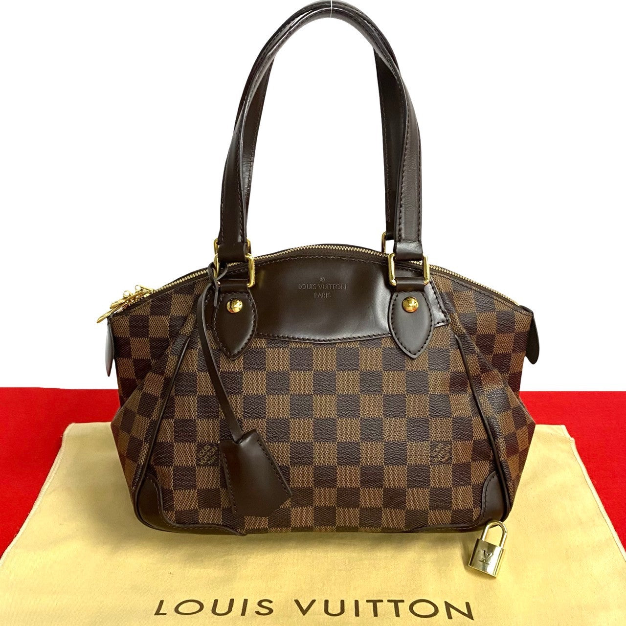 LOUIS VUITTON Handbag PVC, Leather Brown Damier Verona PM Women