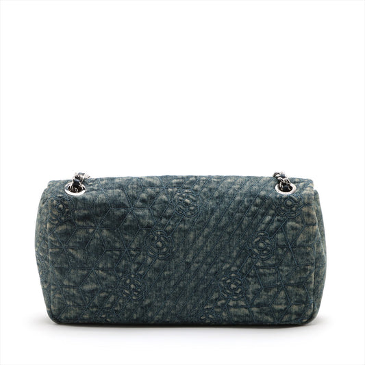 Chanel Camellia Denim Single Flap Double Chain Bag Blue Silver G St Several -Earth Harnesses