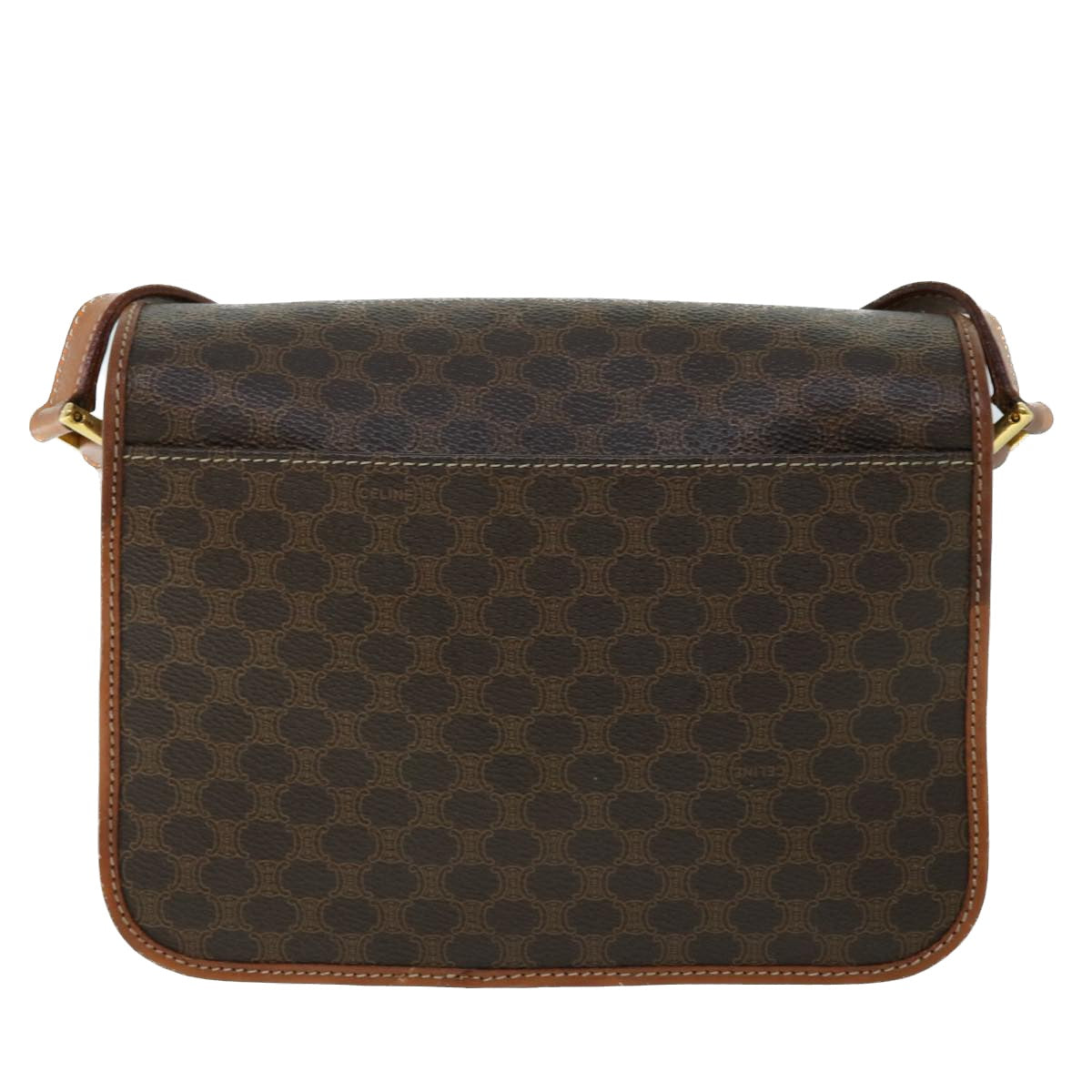 Luxury CELINE Macadam Canvas Shoulder Bag PVC Leather Brown 53340