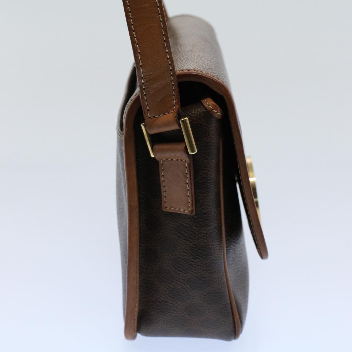 Luxury CELINE Macadam Canvas Shoulder Bag PVC Leather Brown 53391