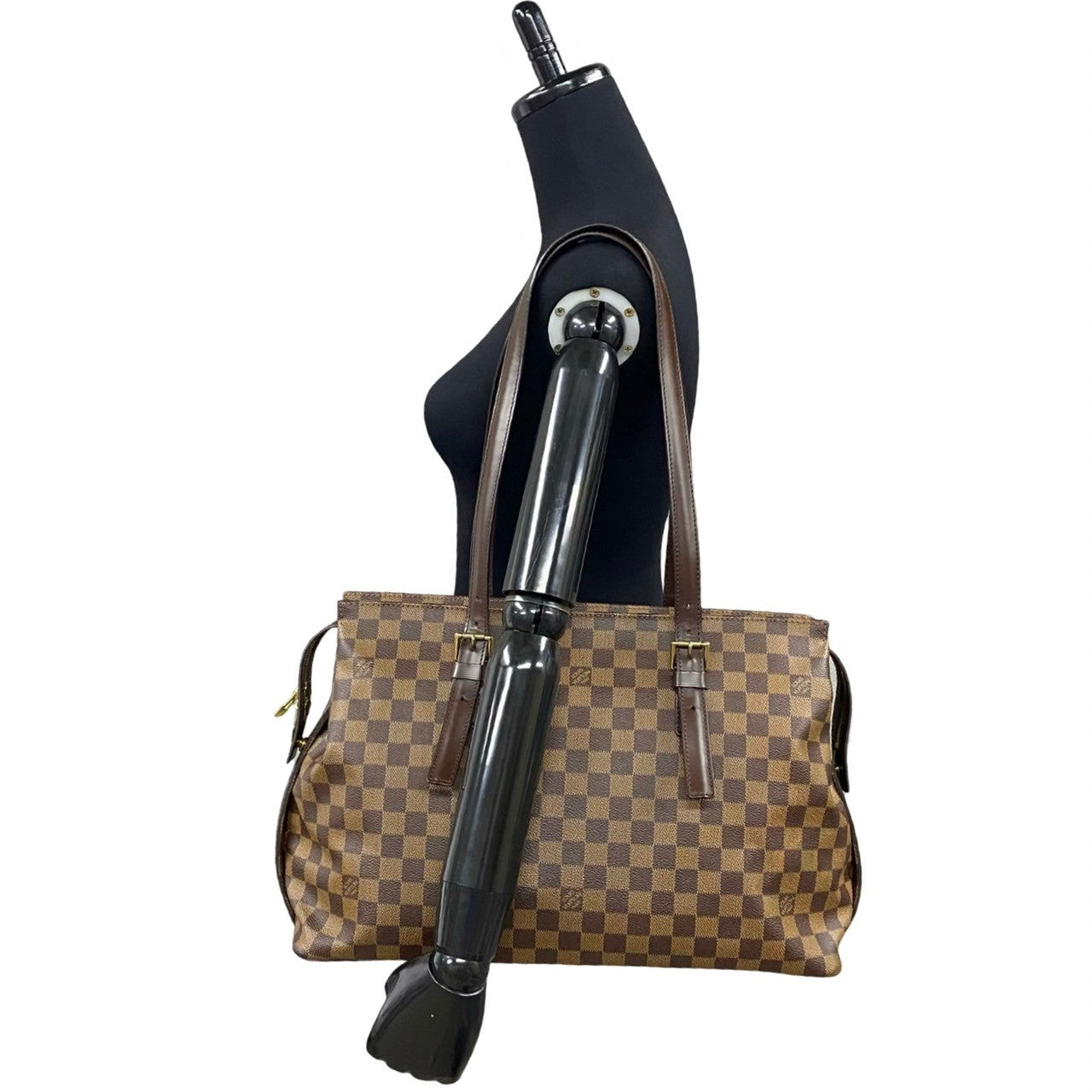 LOUIS VUITTON Tote Bag Leather, PVC Brown Damier Chelsea Women